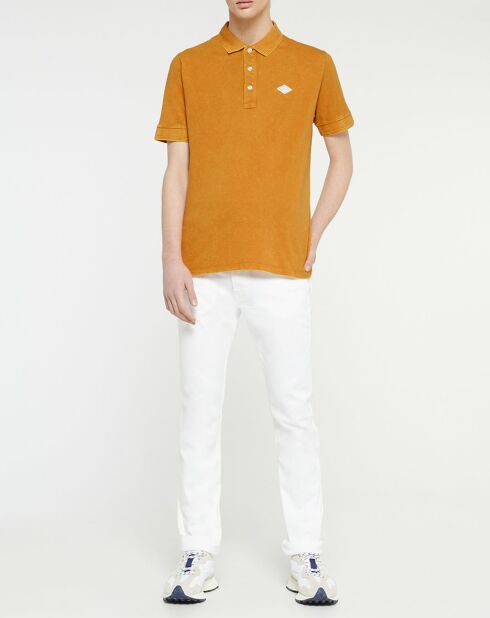 Okergele polo met korte mouwen