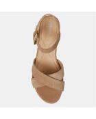 Sandales en Velours de Cuir Ischia beiges - Talon 5,5 cm