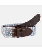 Ceinture Tressée Tissu bleu/rose