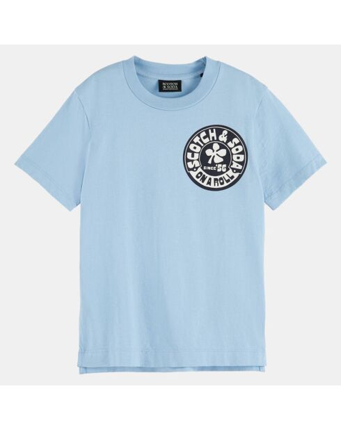 T-Shirt en Coton à logo rond bleu clair