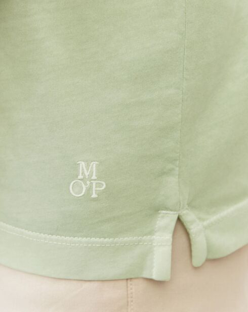 Polo de manga corta de punto de algodón orgánico verde agua