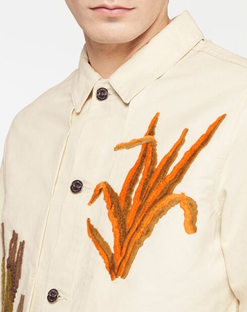Veste Trucker brodée écrue