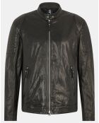 Blouson en Cuir d'Agneau Black Zip noir