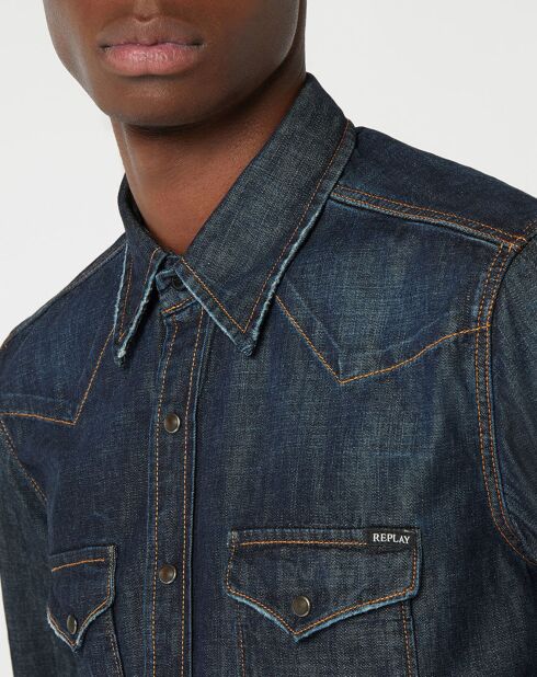Chemise manches longues Denim Dark bleu moyen