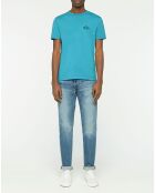 T-Shirt en Coton Organique manches courtes Logo Replay Heart bleu clair