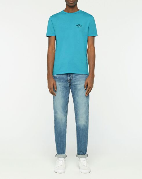 Hellblaues Replay Heart Logo Replay Heart Kurzarm-T-Shirt aus Bio-Baumwolle