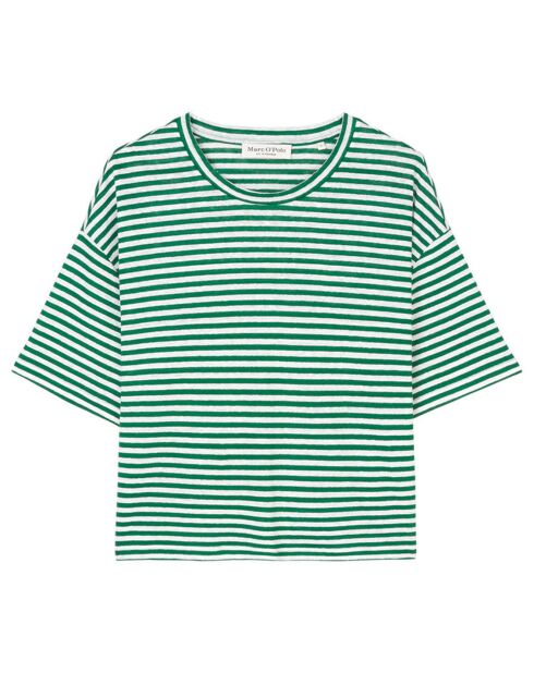T-Shirt 100% Lin Rayé vert/blanc