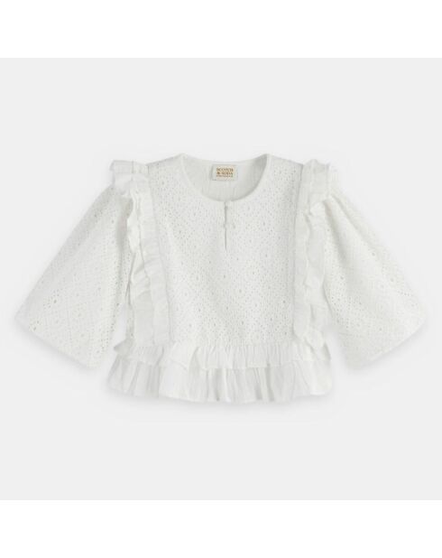 Top en Coton à broderie anglaise blanc