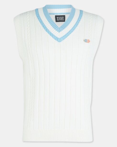 Pull sans manches Cable blanc