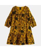 Robe manches 3/4 print marron