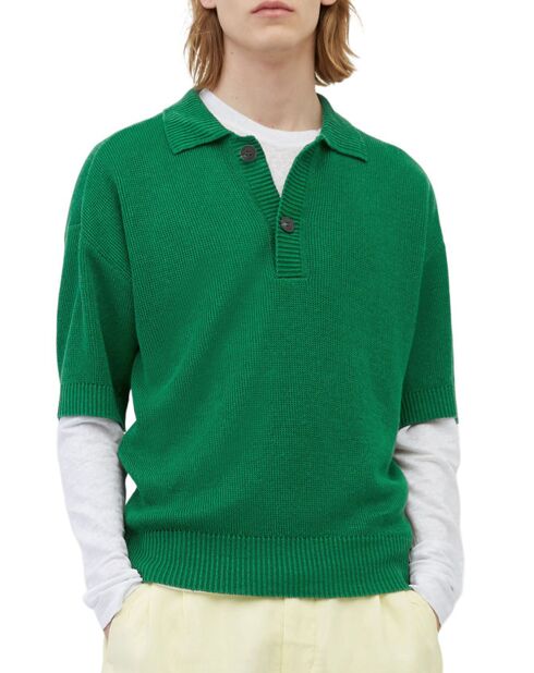 Polo 100% Lin manches courtes Maille vert emeraude