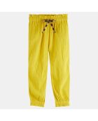 Pantalon en Coton bio Crépon large jaune moutarde