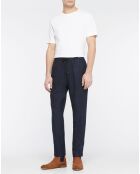 Pantalon Chino en Lin mélangé Slim Fit Tapered Fave bleu marine