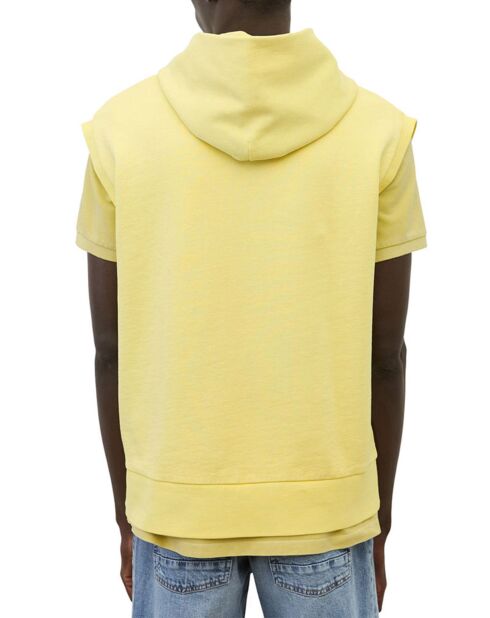 Sweat Sans manches à Capuche Coton Organic jaune clair