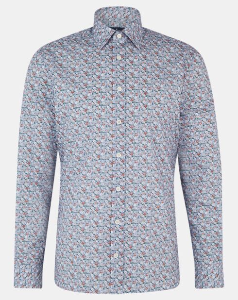 Chemise Slim Fit à imprimé floral bleue