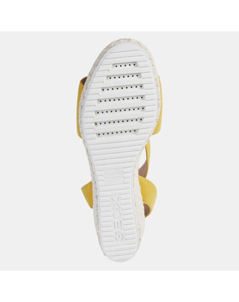 Sandali in velluto di capra giallo Lipari - tacco 7 cm