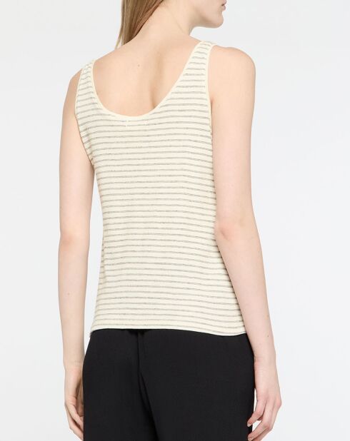 Vika top van biologisch katoen beige/blauw