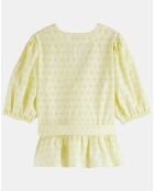 Top en broderie Anglaise jaune pâle