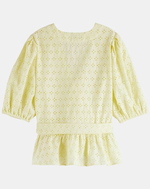 Top en broderie Anglaise jaune pâle