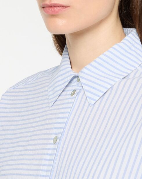 Camicia Sakura bianca/blu