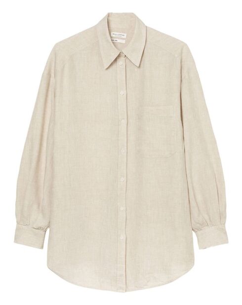 Chemise 100% Lin Drapé beige