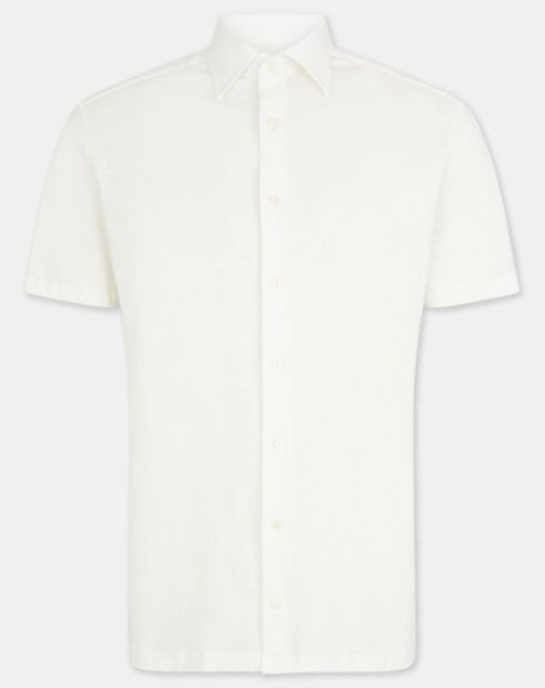 Chemise en Lin mélangé Slim Fit Polo Piqué écrue