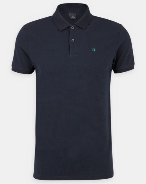 Marineblauw basic poloshirt van piqué met normale pasvorm