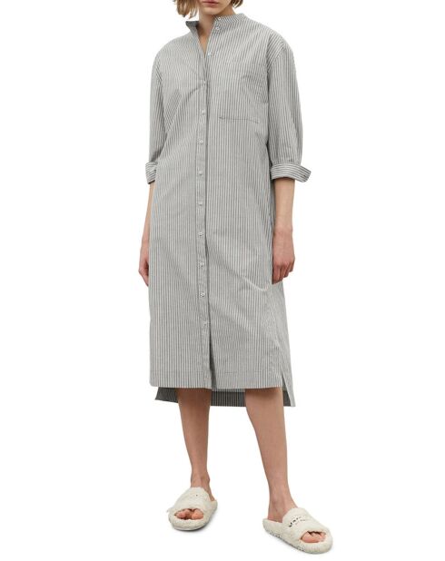 Robe Chemise Col Mao Rayée Kl gris/blanc