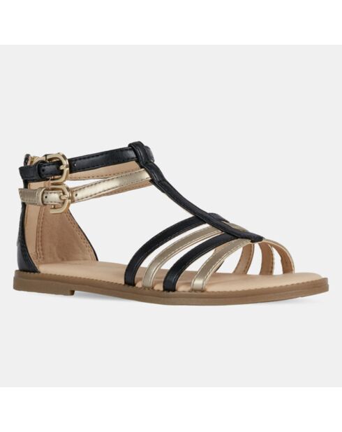 Sandales Karly à brides tricolores et zip à l'arrière noires