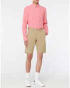 Bermuda en Coton Bio mélangé Uni beige