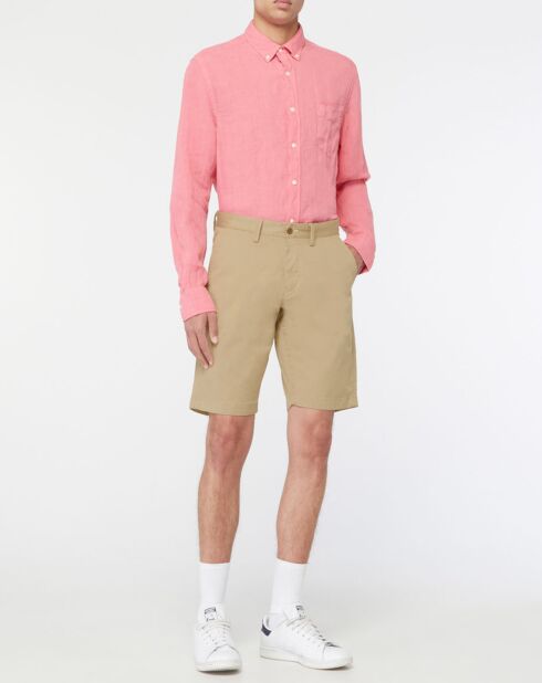 Bermuda en Coton Bio mélangé Uni beige