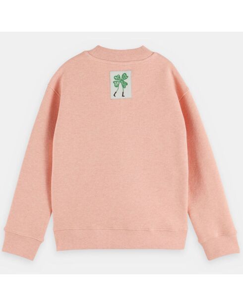 Sweat en Coton bio mélangé Trèfle rose saumon