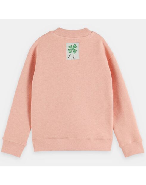 Sweat en Coton bio mélangé Trèfle rose saumon