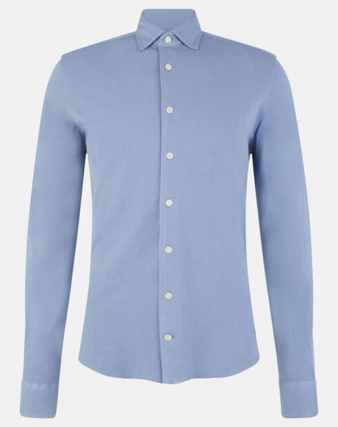 Chemise Slim Fit Unie Piquée bleu chiné