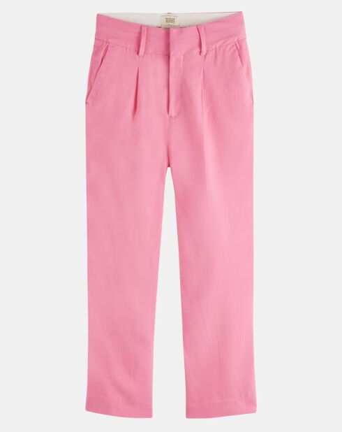 Pantalon en Lin mélangé à pinces rose