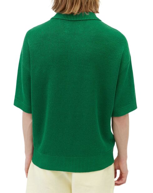 Polo 100% Lin manches courtes Maille vert emeraude