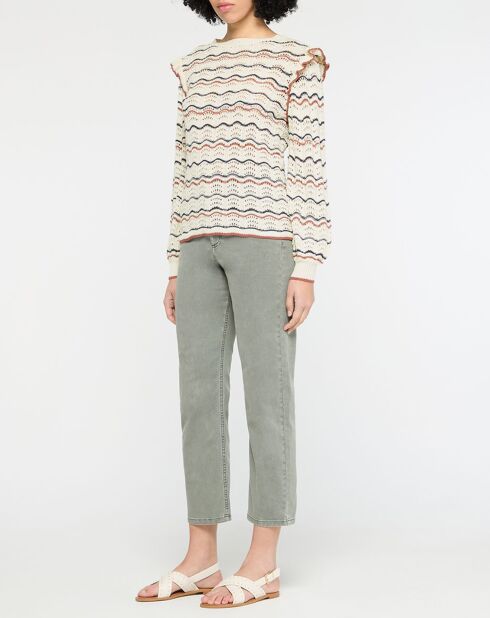 Pull en Lin & Coton Ruffy écru