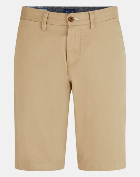 Bermuda en Coton Bio mélangé Uni beige