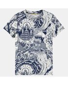 T-Shirt en Coton imprimé bleu