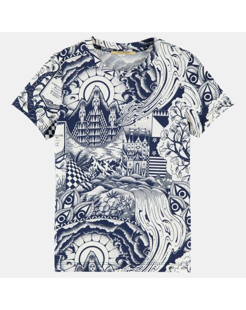 T-Shirt en Coton imprimé bleu