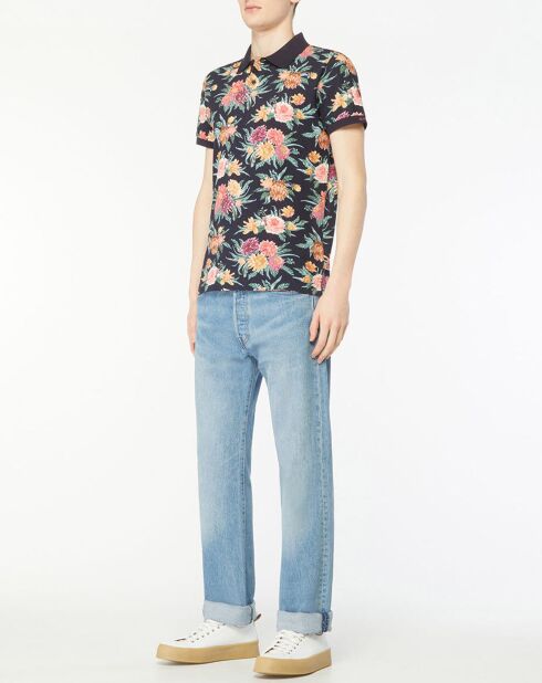 Polo Regular Print Flower Alover bleu marine
