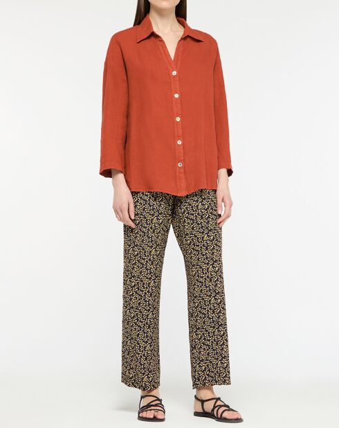 100% linnen Tuareg donkerbruin overhemd