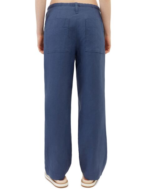 Pantalon 100% Lin Elastique Lin bleu moyen