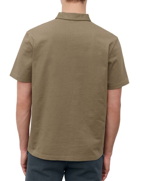 Polo manches courtes Coton Bio 1 Bouton Relax camel