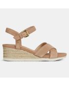 Sandales en Velours de Cuir Ischia beiges - Talon 5,5 cm