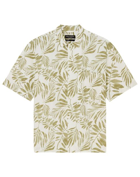 Chemise manches courtes Coton Bio blanc/kaki
