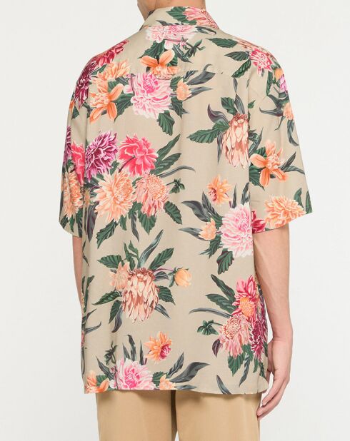 Chemise ample manches courtes Bowling Flower beige