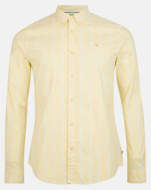 Chemise en Coton Bio Oxford mélangé Slim Fit jaune clair