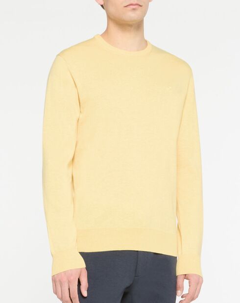 Pull en Coton & Soie col rond jaune