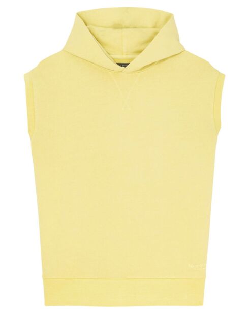 Sweat Sans manches à Capuche Coton Organic jaune clair